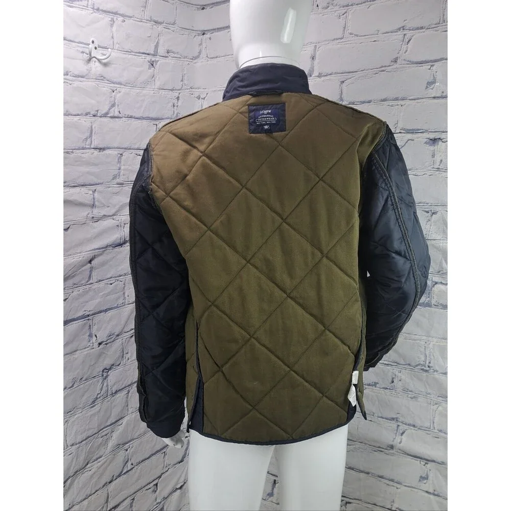 J. Crew Men's Quilted Jacket Coat Outerwear Navy Lined Filled Large